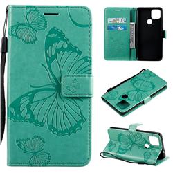 Embossing 3D Butterfly Leather Wallet Case for Google Pixel 4a 5G - Green