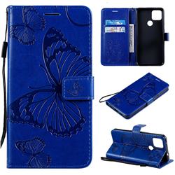 Embossing 3D Butterfly Leather Wallet Case for Google Pixel 4a 5G - Blue
