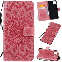 Embossing Sunflower Leather Wallet Case for Google Pixel 4 XL - Pink