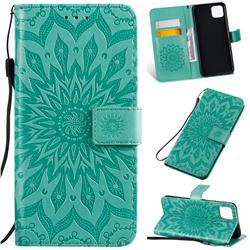 Embossing Sunflower Leather Wallet Case for Google Pixel 4 XL - Green