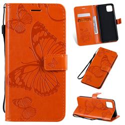 Embossing 3D Butterfly Leather Wallet Case for Google Pixel 4 XL - Orange