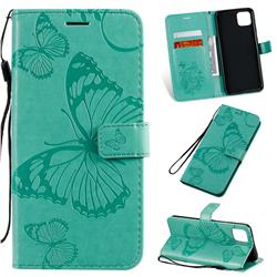 Embossing 3D Butterfly Leather Wallet Case for Google Pixel 4 XL - Green