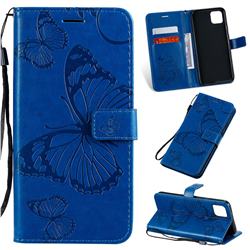 Embossing 3D Butterfly Leather Wallet Case for Google Pixel 4 XL - Blue