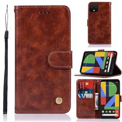 Luxury Retro Leather Wallet Case for Google Pixel 4 XL - Brown