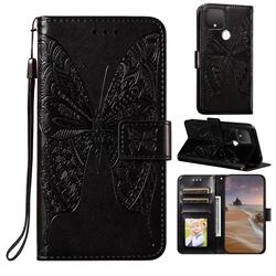 Intricate Embossing Vivid Butterfly Leather Wallet Case for Google Pixel 5 - Black