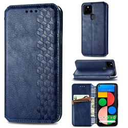 Ultra Slim Fashion Business Card Magnetic Automatic Suction Leather Flip Cover for Google Pixel 5 - Dark Blue