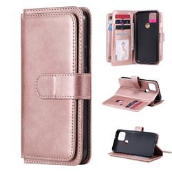 Multi-function Ten Card Slots and Photo Frame PU Leather Wallet Phone Case Cover for Google Pixel 5 - Rose Gold