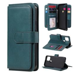 Multi-function Ten Card Slots and Photo Frame PU Leather Wallet Phone Case Cover for Google Pixel 5 - Dark Green