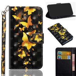 Golden Butterfly 3D Painted Leather Wallet Case for Google Pixel 5 XL