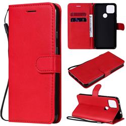 Retro Greek Classic Smooth PU Leather Wallet Phone Case for Google Pixel 5 XL - Red