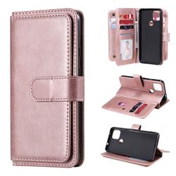 Multi-function Ten Card Slots and Photo Frame PU Leather Wallet Phone Case Cover for Google Pixel 5 XL - Rose Gold
