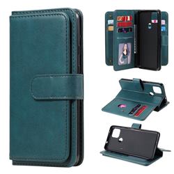 Multi-function Ten Card Slots and Photo Frame PU Leather Wallet Phone Case Cover for Google Pixel 5 XL - Dark Green