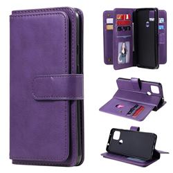 Multi-function Ten Card Slots and Photo Frame PU Leather Wallet Phone Case Cover for Google Pixel 5 XL - Violet