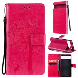 Embossing Butterfly Tree Leather Wallet Case for Google Pixel 6 - Rose