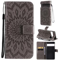 Embossing Sunflower Leather Wallet Case for Google Pixel 6 - Gray