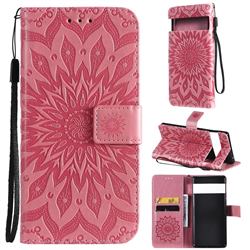 Embossing Sunflower Leather Wallet Case for Google Pixel 6 - Pink