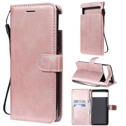 Retro Greek Classic Smooth PU Leather Wallet Phone Case for Google Pixel 6 - Rose Gold