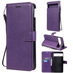 Retro Greek Classic Smooth PU Leather Wallet Phone Case for Google Pixel 6 - Purple