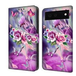 Flower Butterflies Crystal PU Leather Protective Wallet Case Cover for Google Pixel 6