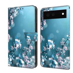 Plum Blossom Crystal PU Leather Protective Wallet Case Cover for Google Pixel 6