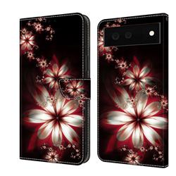 Red Dream Flower Crystal PU Leather Protective Wallet Case Cover for Google Pixel 6