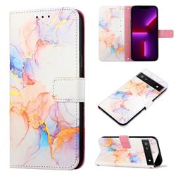 Galaxy Dream Marble Leather Wallet Protective Case for Google Pixel 6a