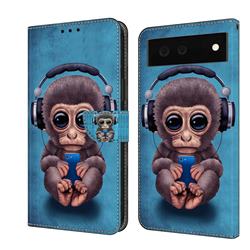Cute Orangutan Crystal PU Leather Protective Wallet Case Cover for Google Pixel 6a