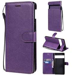 Retro Greek Classic Smooth PU Leather Wallet Phone Case for Google Pixel 6 Pro - Purple
