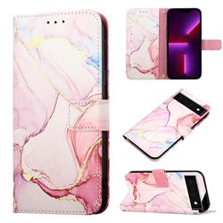Rose Gold Marble Leather Wallet Protective Case for Google Pixel 6 Pro