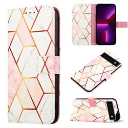Pink White Marble Leather Wallet Protective Case for Google Pixel 6 Pro