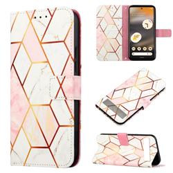 Pink White Marble Leather Wallet Protective Case for Google Pixel 7A