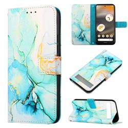Green Illusion Marble Leather Wallet Protective Case for Google Pixel 7A