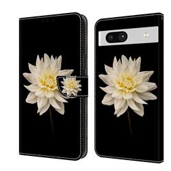 White Flower Crystal PU Leather Protective Wallet Case Cover for Google Pixel 7A