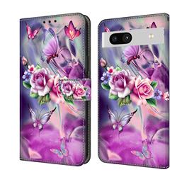 Flower Butterflies Crystal PU Leather Protective Wallet Case Cover for Google Pixel 7A
