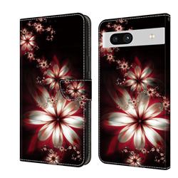 Red Dream Flower Crystal PU Leather Protective Wallet Case Cover for Google Pixel 7A