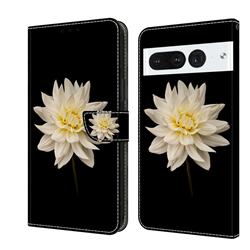 White Flower Crystal PU Leather Protective Wallet Case Cover for Google Pixel 7 Pro