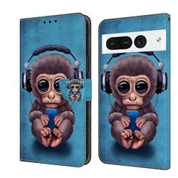 Cute Orangutan Crystal PU Leather Protective Wallet Case Cover for Google Pixel 7 Pro