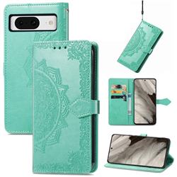 Embossing Imprint Mandala Flower Leather Wallet Case for Google Pixel 8 - Green