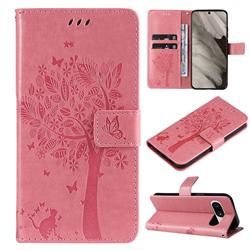 Embossing Butterfly Tree Leather Wallet Case for Google Pixel 8 - Pink