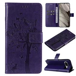 Embossing Butterfly Tree Leather Wallet Case for Google Pixel 8 - Purple
