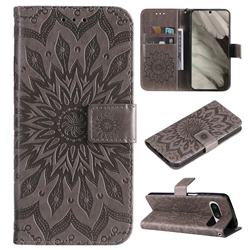 Embossing Sunflower Leather Wallet Case for Google Pixel 8 - Gray