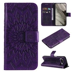 Embossing Sunflower Leather Wallet Case for Google Pixel 8 - Purple
