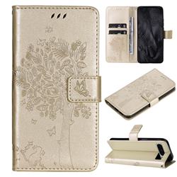 Embossing Butterfly Tree Leather Wallet Case for Google Pixel 8 Pro - Champagne