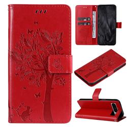 Embossing Butterfly Tree Leather Wallet Case for Google Pixel 8 Pro - Red