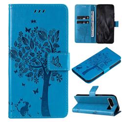 Embossing Butterfly Tree Leather Wallet Case for Google Pixel 8 Pro - Blue