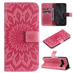 Embossing Sunflower Leather Wallet Case for Google Pixel 8 Pro - Pink