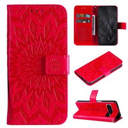 Embossing Sunflower Leather Wallet Case for Google Pixel 8 Pro - Red