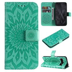 Embossing Sunflower Leather Wallet Case for Google Pixel 8 Pro - Green