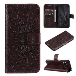 Embossing Sunflower Leather Wallet Case for Google Pixel 8 Pro - Brown