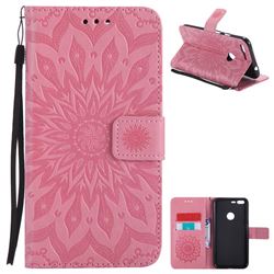 Embossing Sunflower Leather Wallet Case for Google Pixel XL - Pink